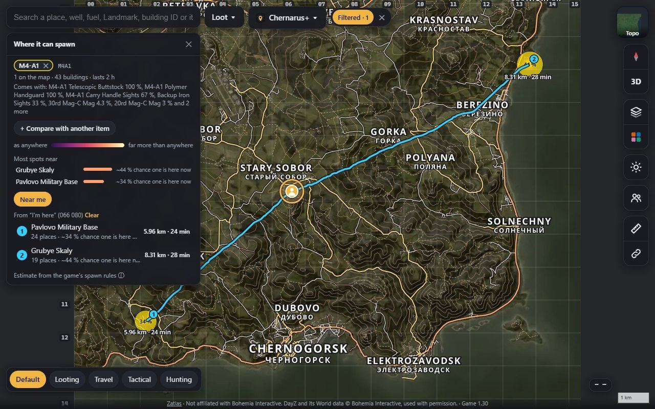 The M4A1 on Chernarus+: where it spawns, the chance to find one and the closest places